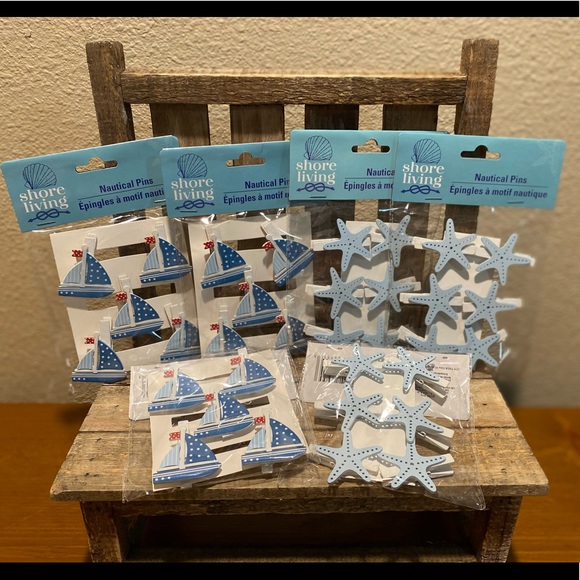 Shore Living Other - Sailboat Clips & Starfish Clips, Nautical Decorative Wood Clips, Nautical Clips